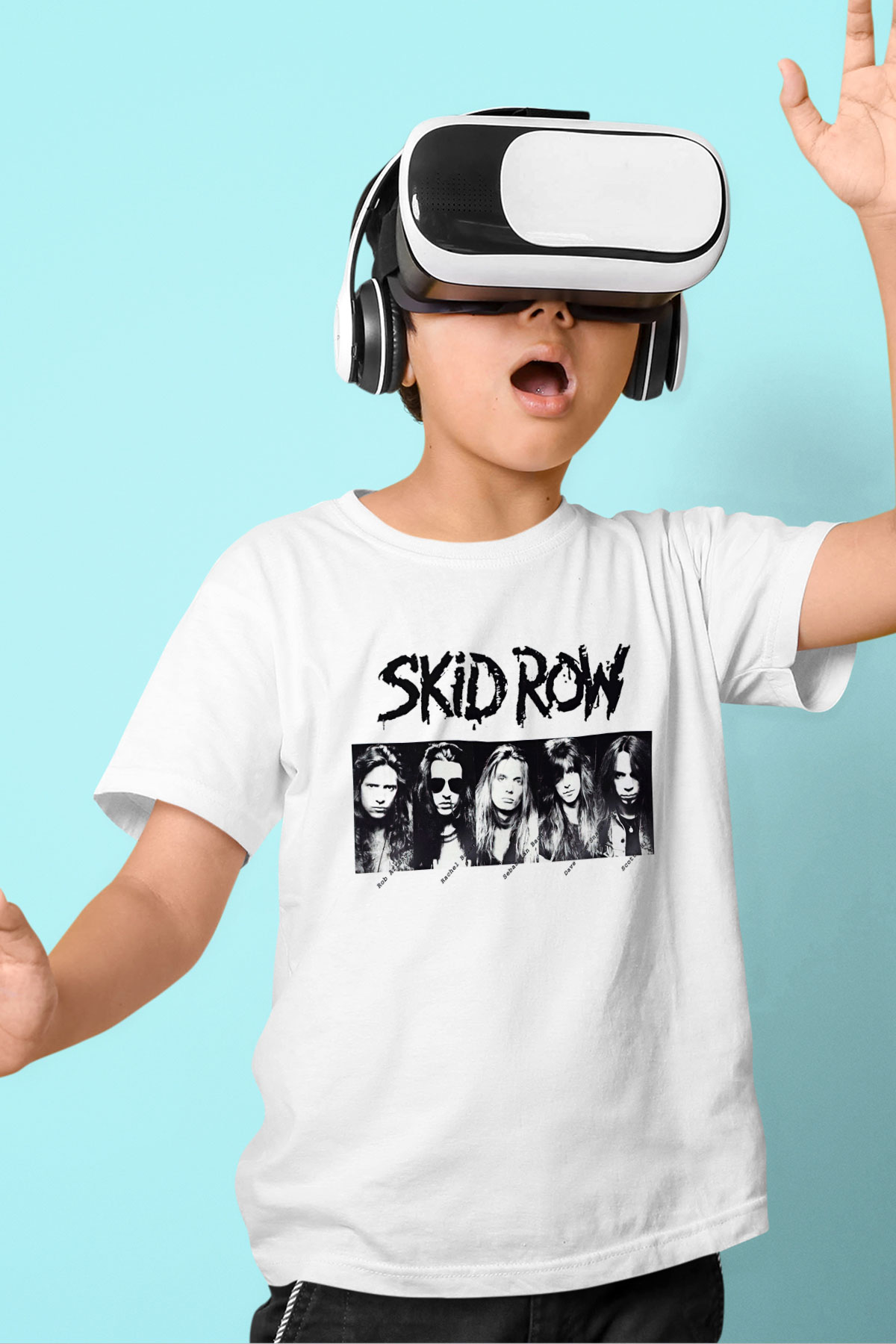 Skid Row Baskılı Beyaz Unisex Beyaz Çocuk Tişört - Tshirt
