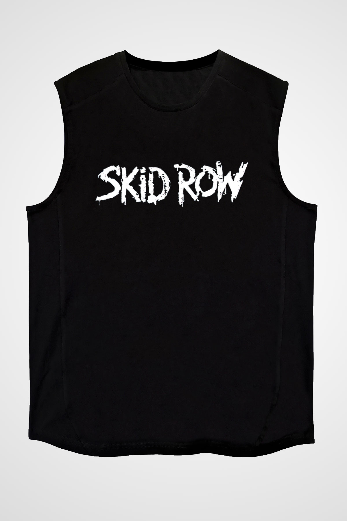 Skid Row Baskılı Unisex Siyah Kolsuz Tişört - Tshirt