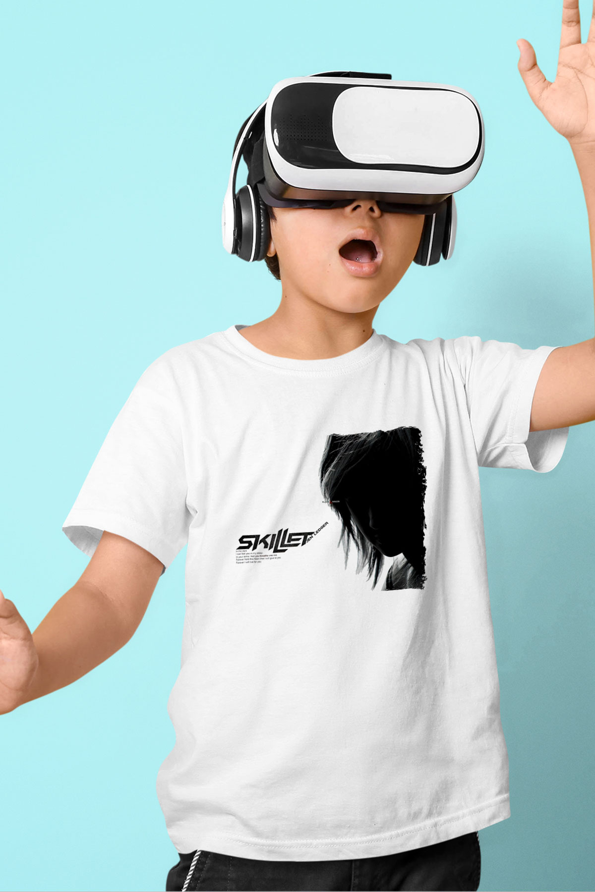 Skillet Baskılı Beyaz Unisex Beyaz Çocuk Tişört - Tshirt