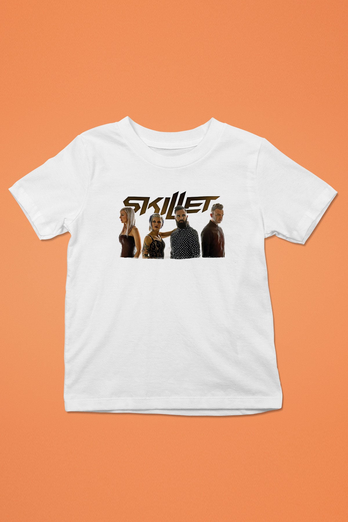 Skillet Baskılı Beyaz Unisex Beyaz Çocuk Tişört - Tshirt