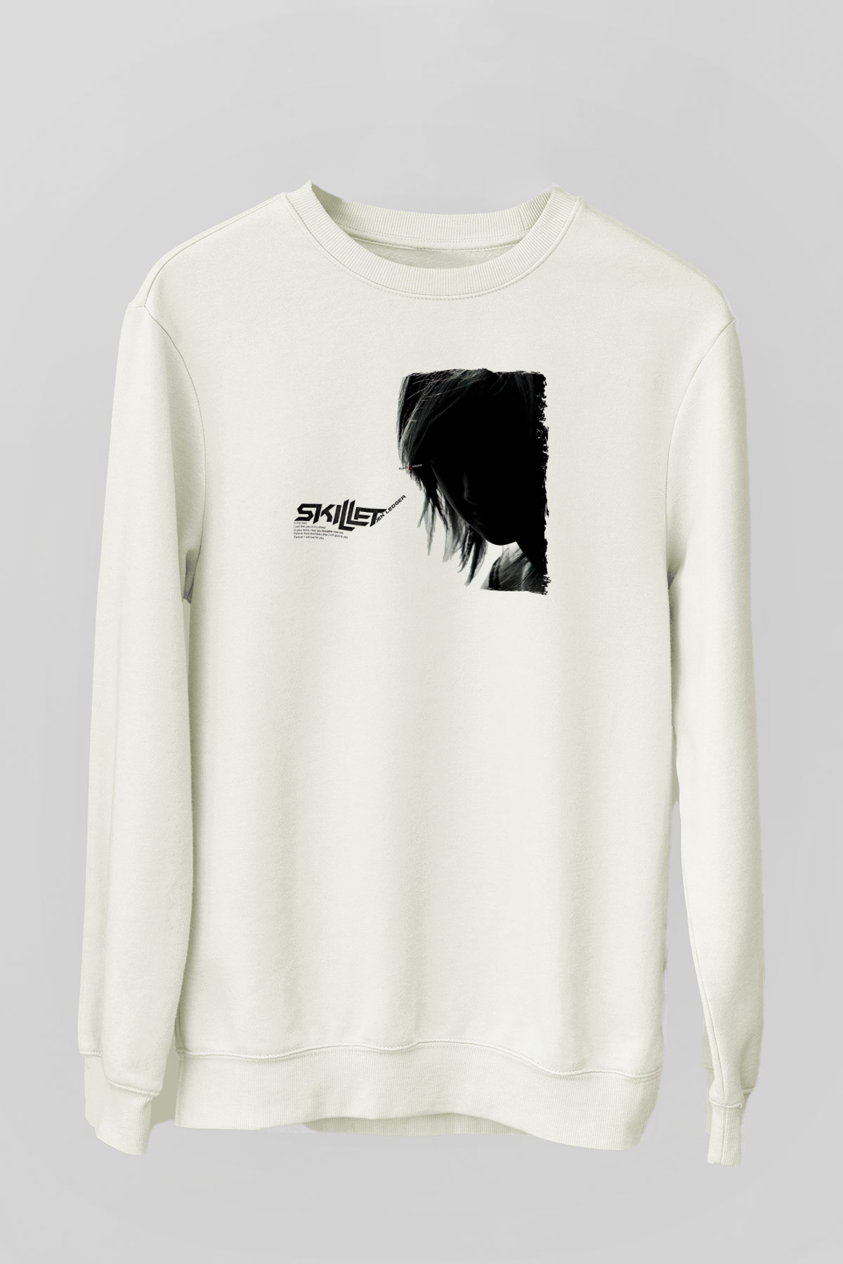 Skillet Baskılı Beyaz Unisex Sweatshirt