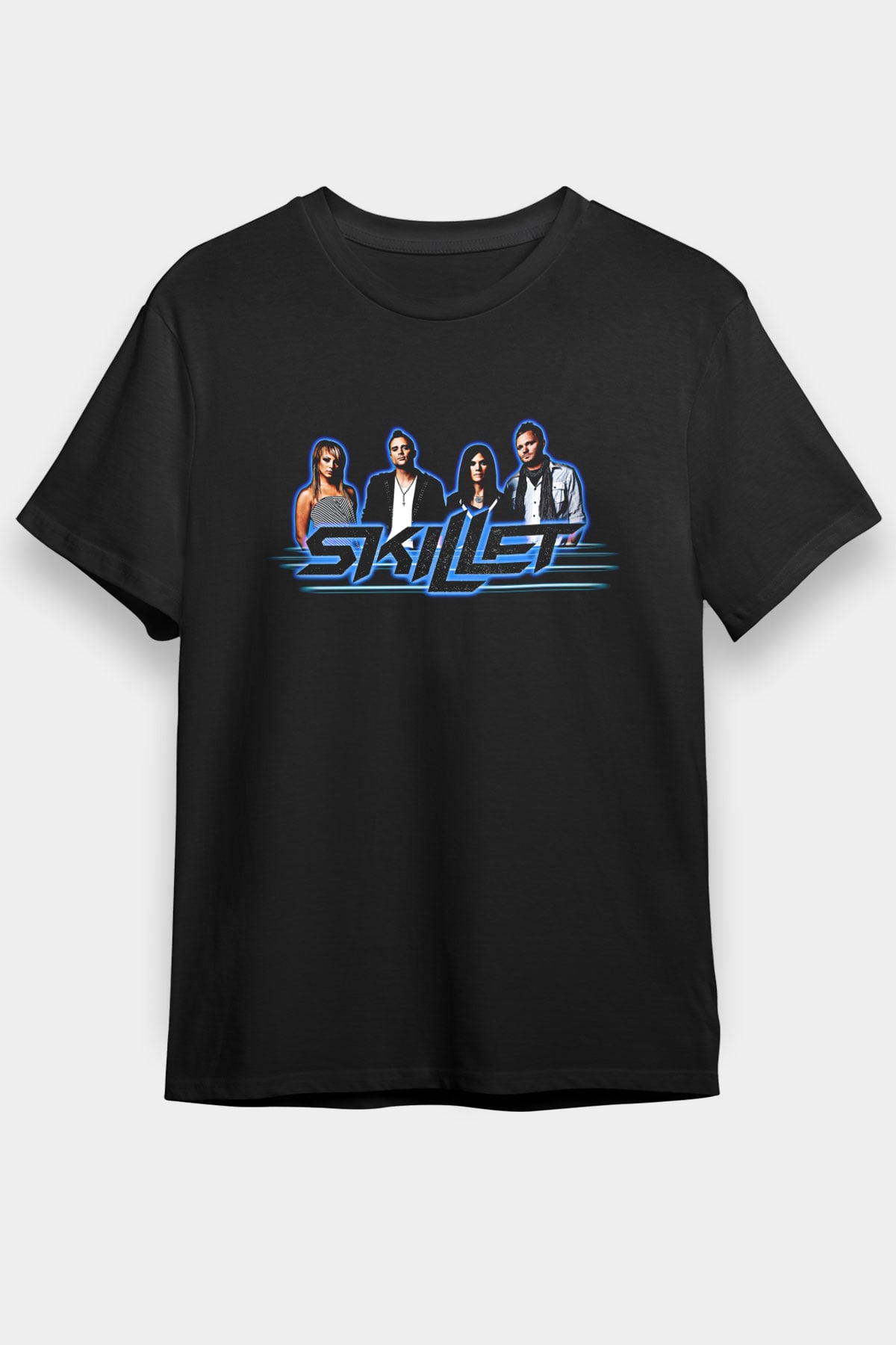 Skillet Baskılı Unisex Siyah Tişört - Tshirt