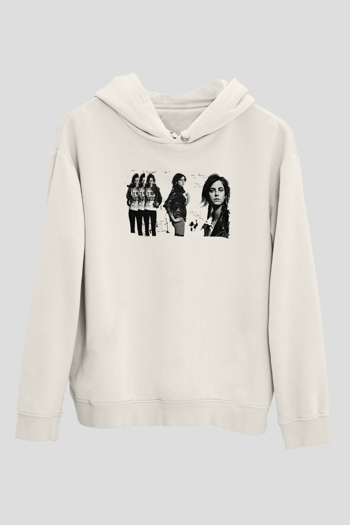 Skins Baskılı Siyah Tişört Baskılı Beyaz Unisex Hoodie