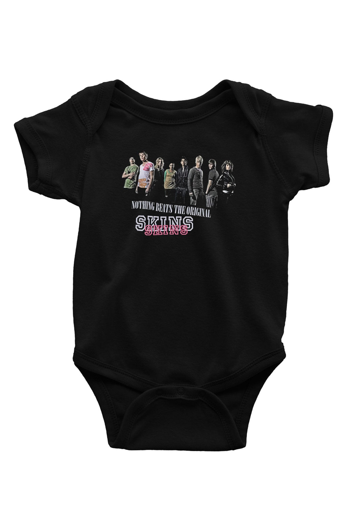 Skins Baskılı Unisex Siyah Bebek Body - Zıbın