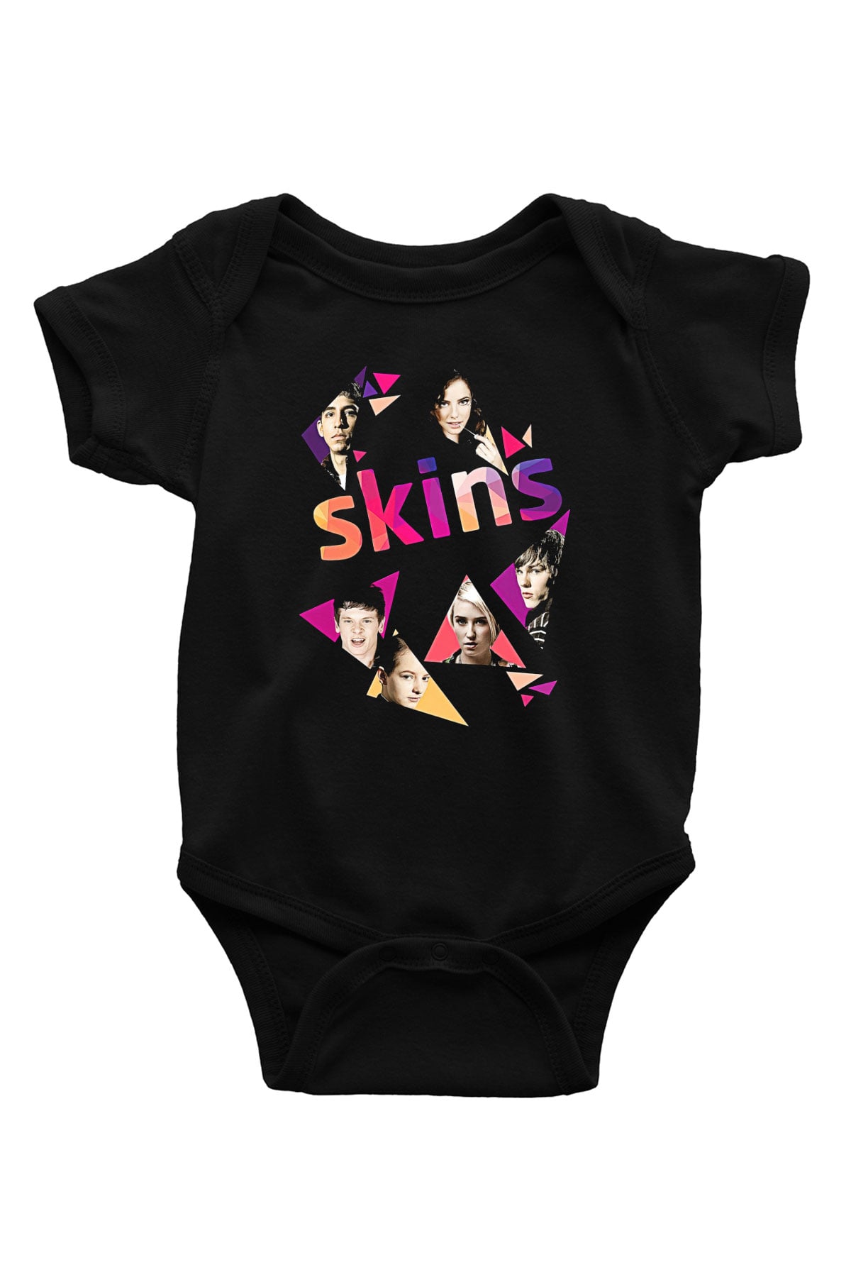 Skins Baskılı Unisex Siyah Bebek Body - Zıbın