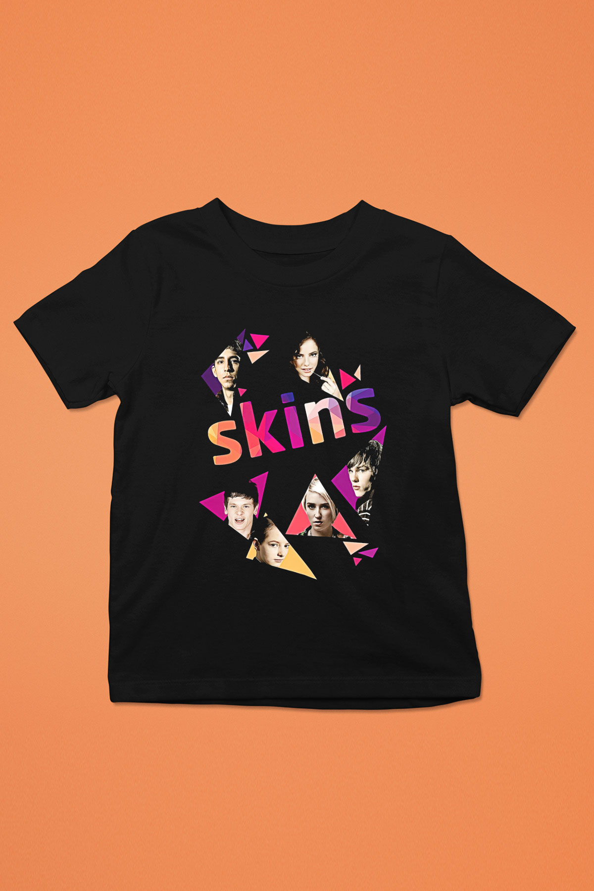 Skins Baskılı Unisex Siyah Çocuk Tişört - Tshirt