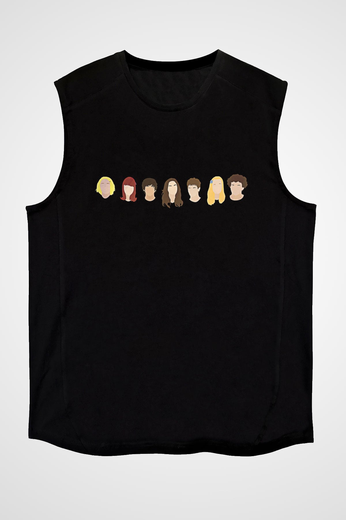 Skins Baskılı Unisex Siyah Kolsuz Tişört - Tshirt