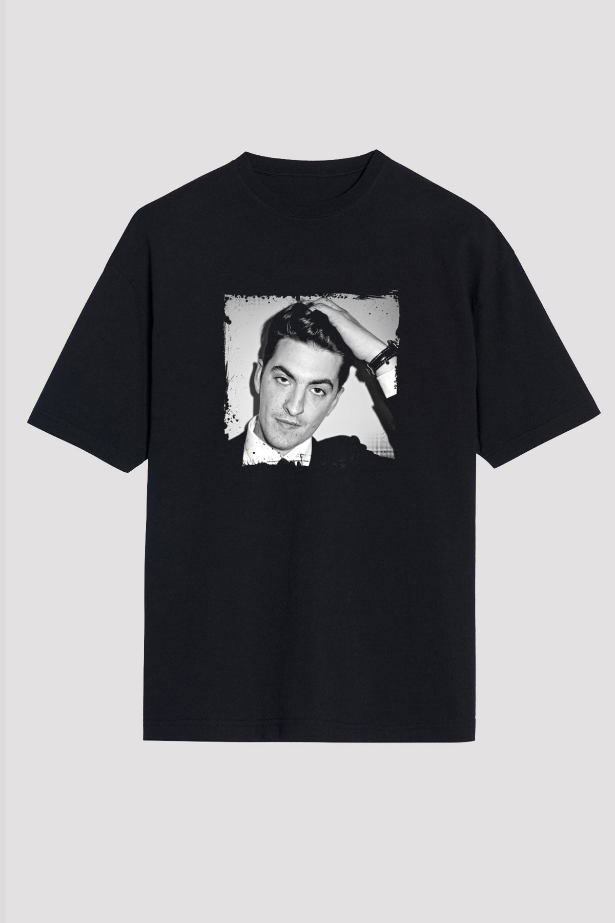 Skream Baskılı Unisex Oversize Siyah Tişört