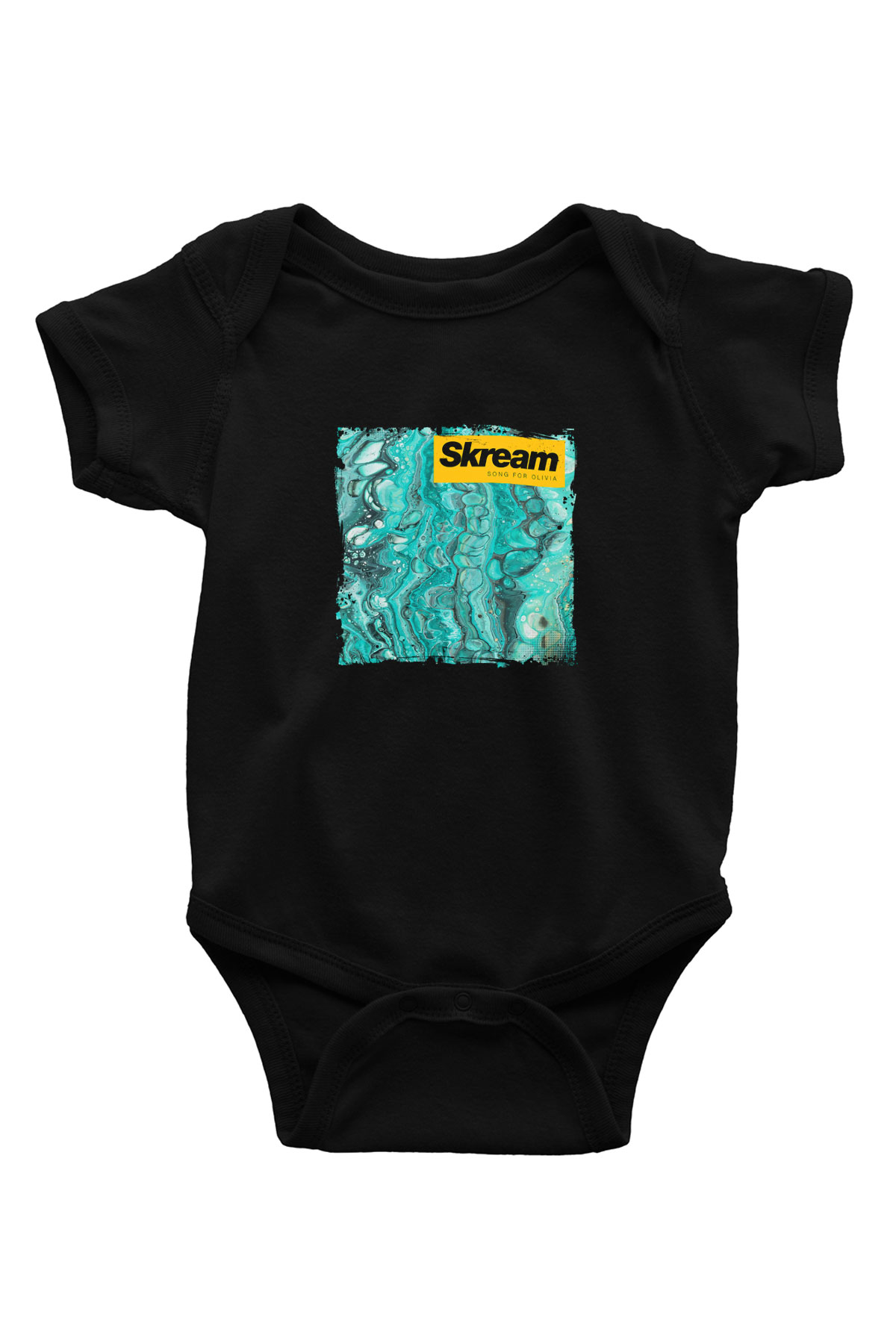 Skream Baskılı Unisex Siyah Bebek Body - Zıbın