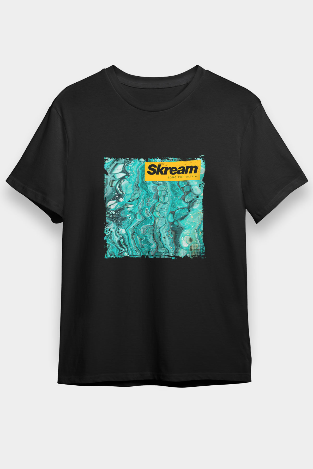 Skream Baskılı Unisex Siyah Tişört