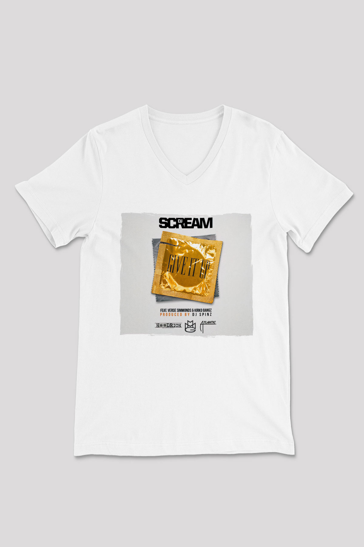 Skream Beyaz Unisex V Yaka Tişört