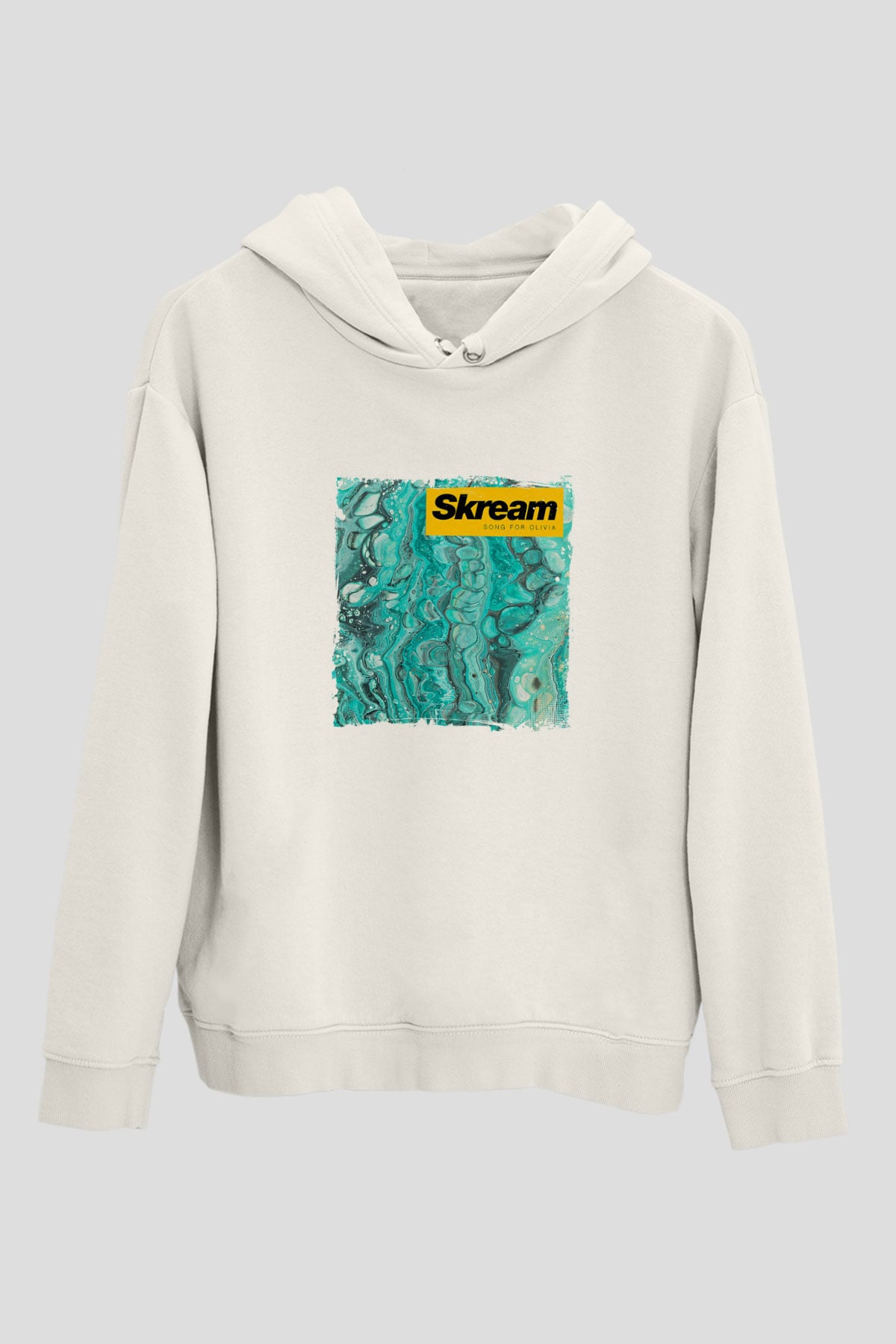 SkreamBaskılı Beyaz Hoodie