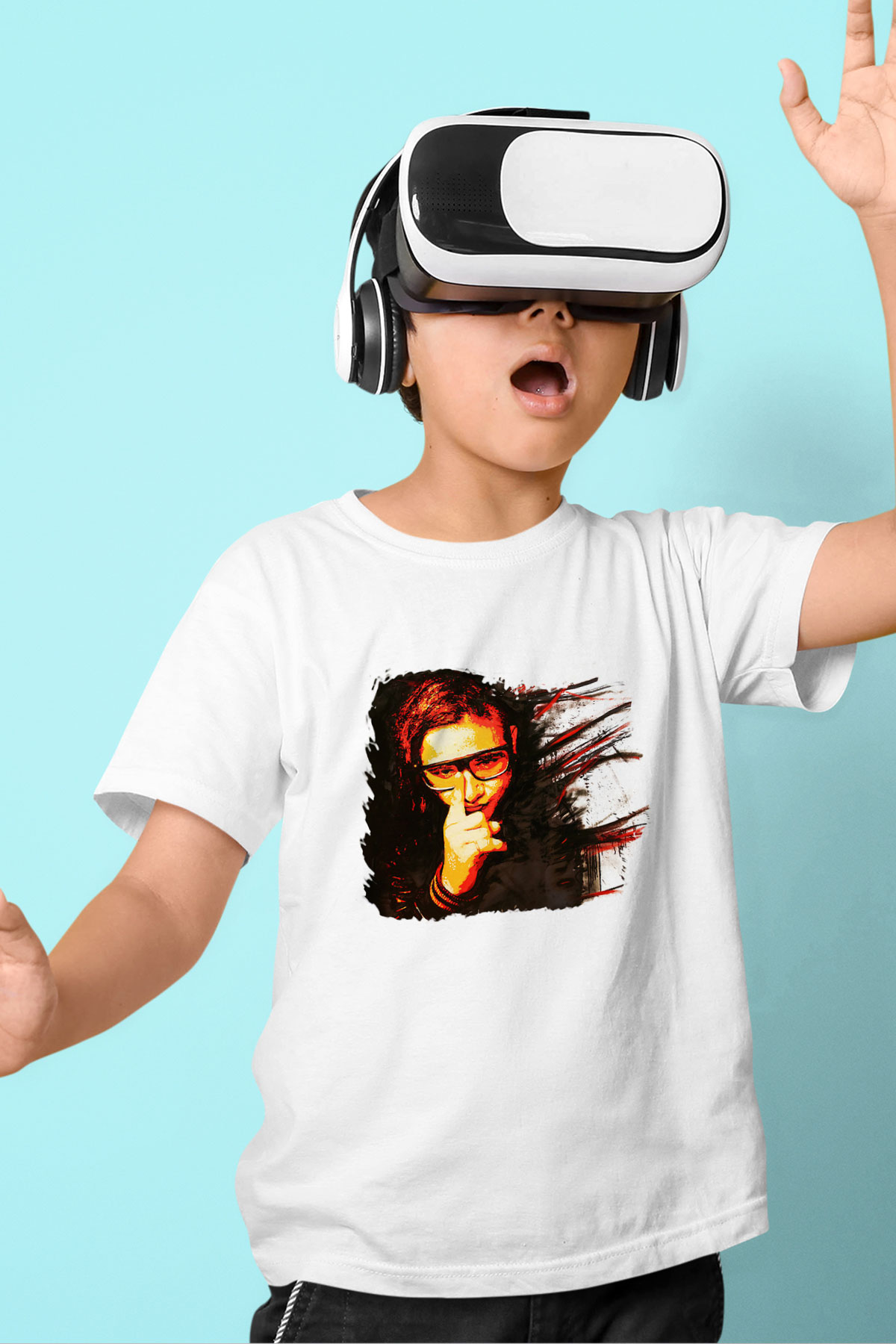 Skrillex Baskılı Beyaz Unisex Çocuk Tişört