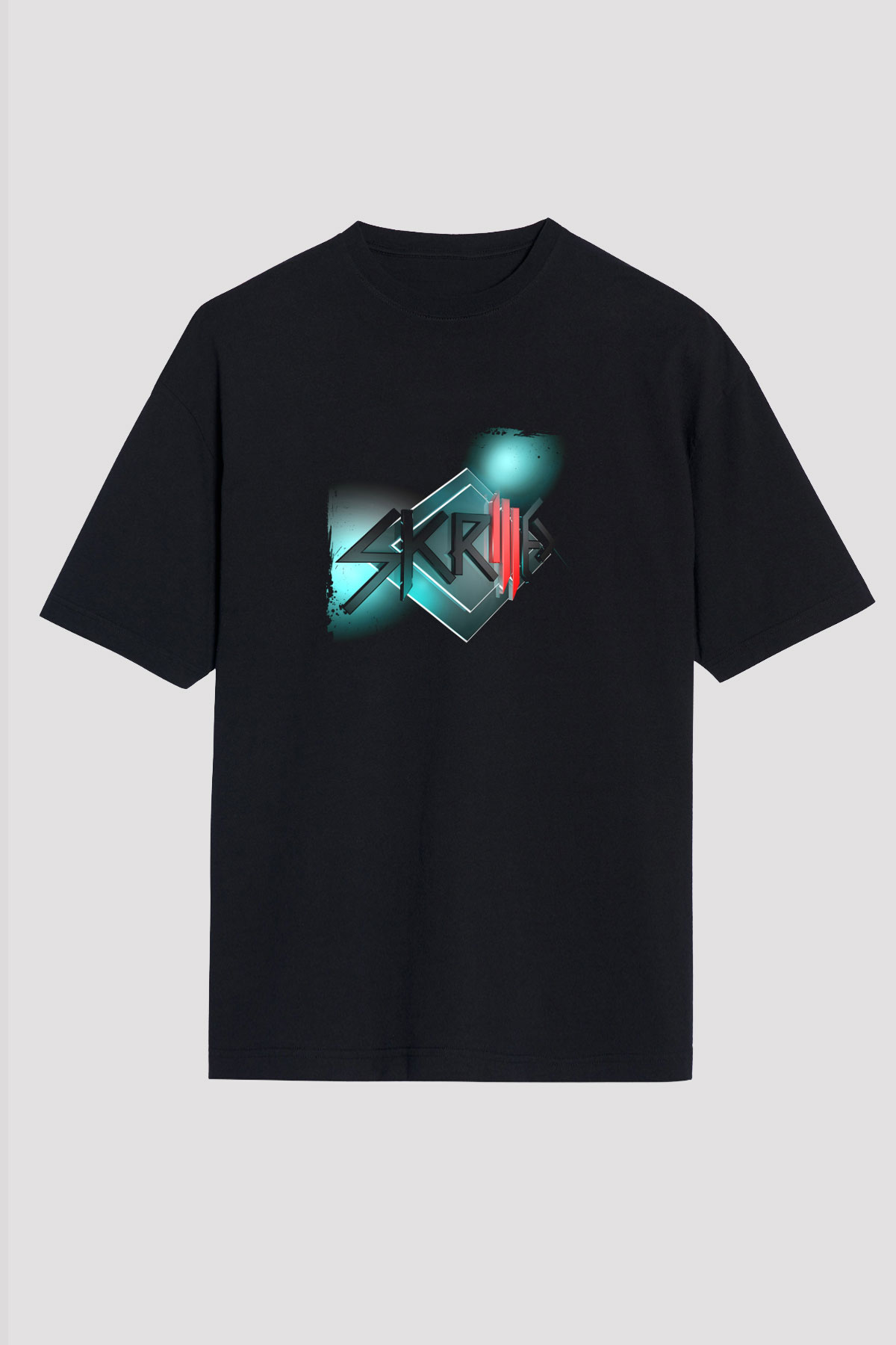 Skrillex Baskılı Unisex Oversize Siyah Tişört