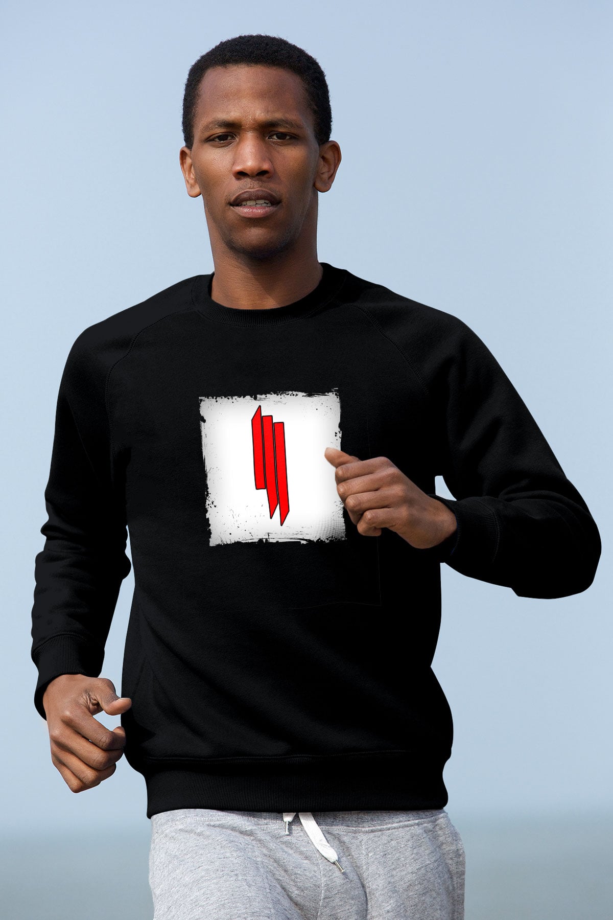 Skrillex Baskılı Unisex Siyah Sweatshirt