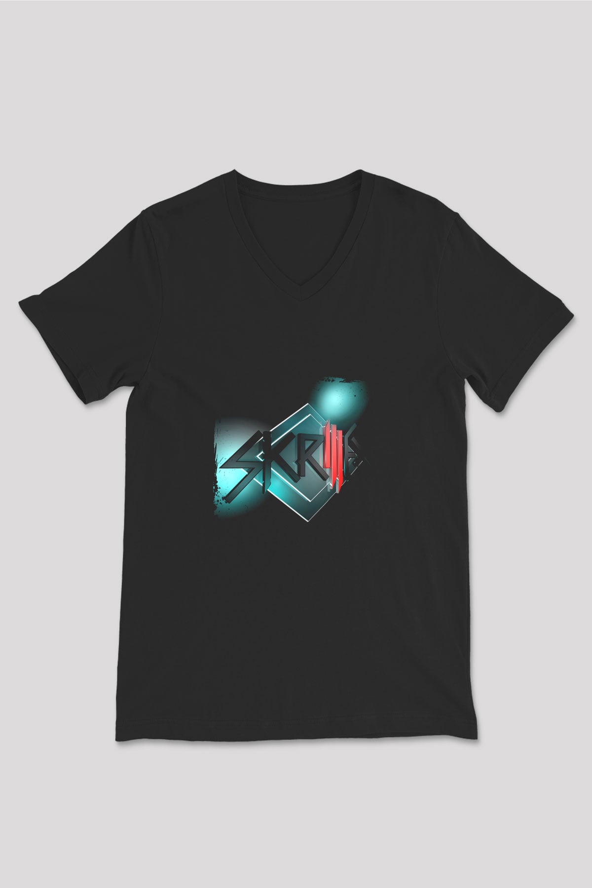 Skrillex Baskılı Unisex Siyah V Yaka Tişört