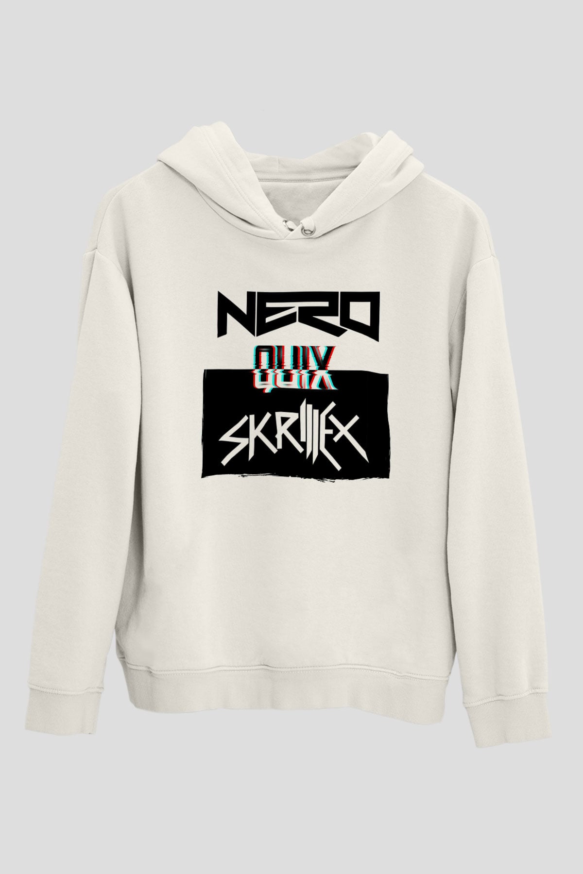 Skrillex Beyaz Unisex Kapüşonlu Sweatshirt