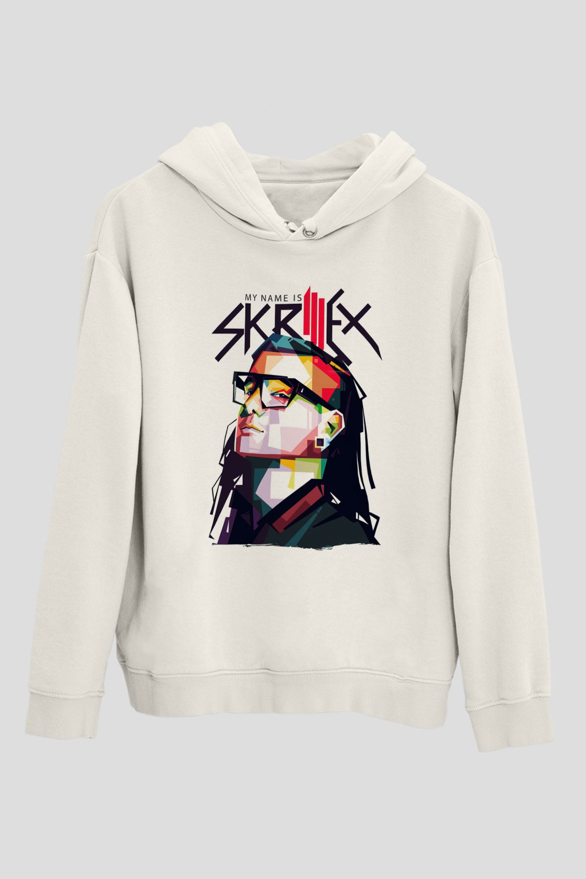 Skrillex Beyaz Unisex Kapüşonlu Sweatshirt