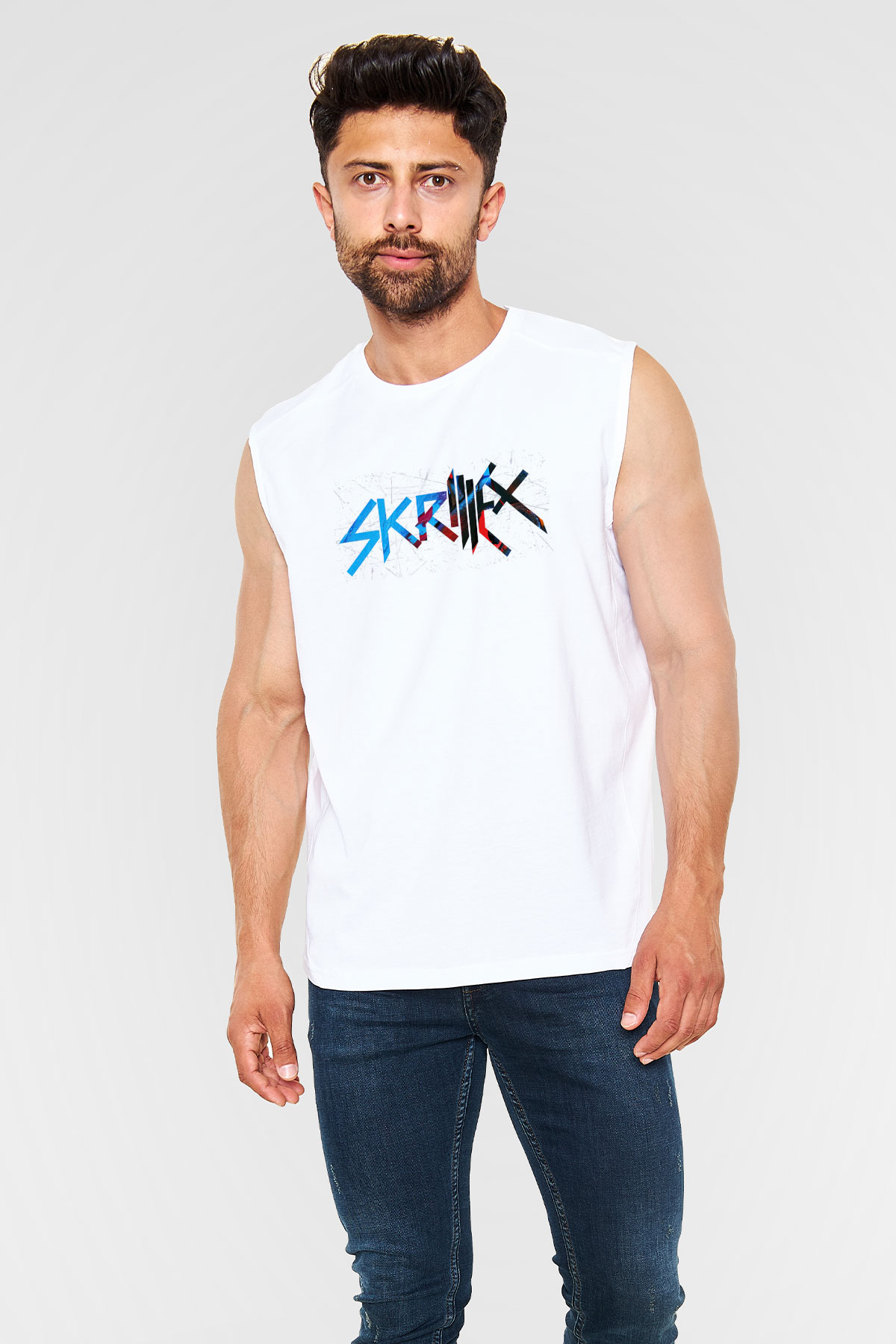 Skrillex Beyaz Unisex Kolsuz Tişört