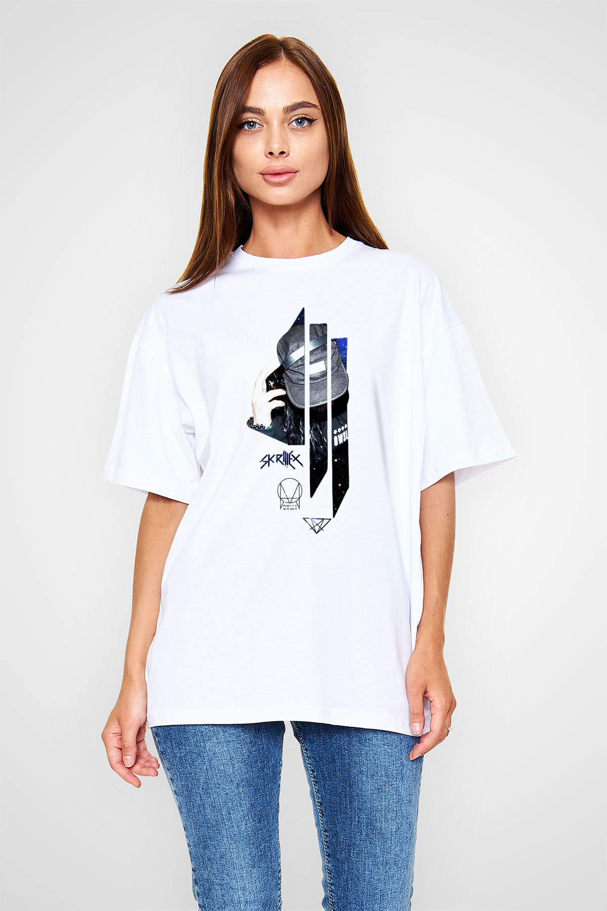Skrillex Beyaz Unisex Oversize Tişört T-Shirt