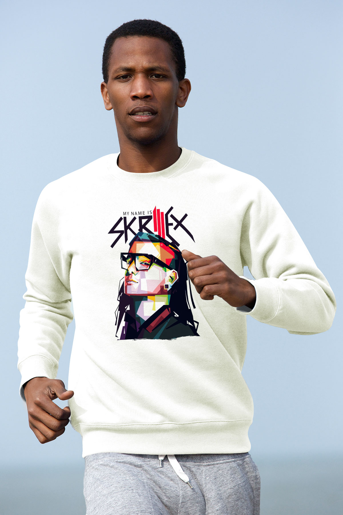 Skrillex Beyaz Unisex Sweatshirt