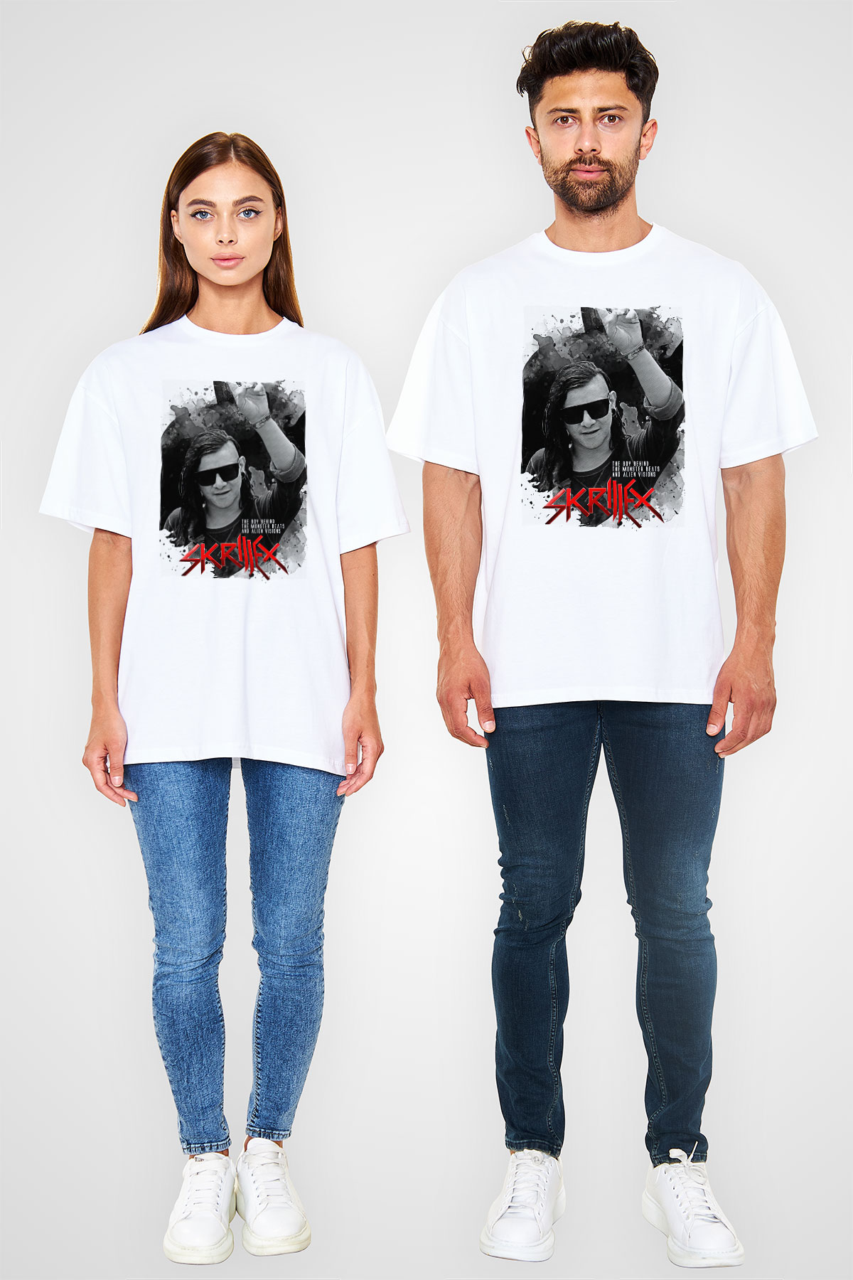 Skrillex Beyaz Unisex Tişört T-Shirt - TişörtFabrikası