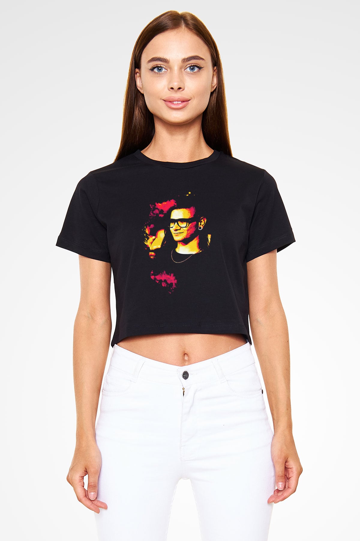 Skrillex Siyah  Crop Top Tişört