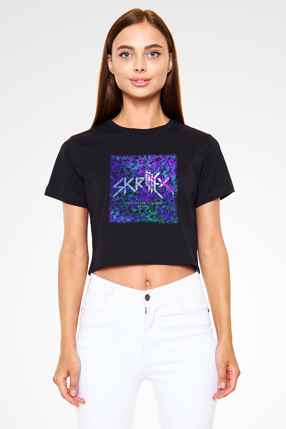 Skrillex Siyah Crop Top Tişört