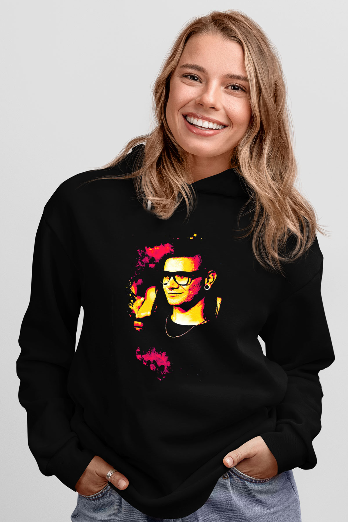 Skrillex Siyah Unisex Kapüşonlu Sweatshirt