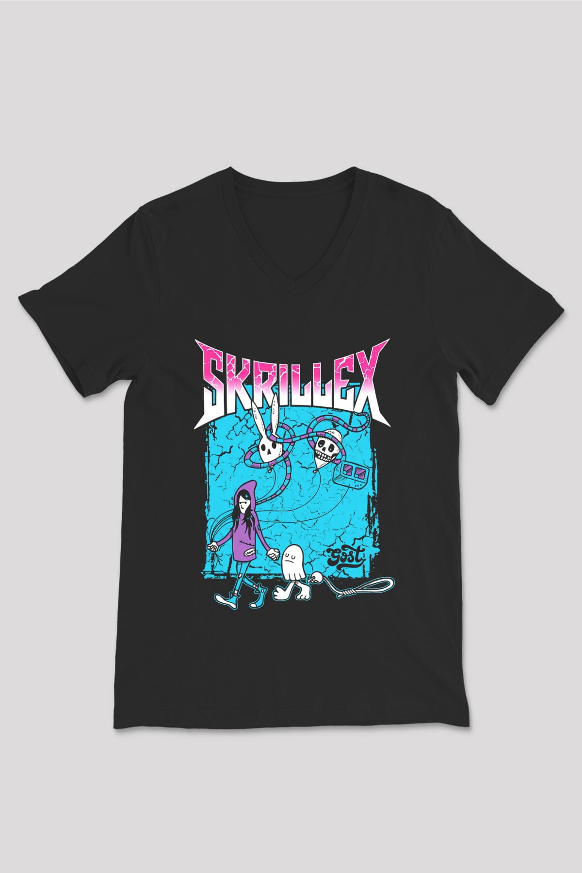 Skrillex Siyah Unisex V Yaka Tişört