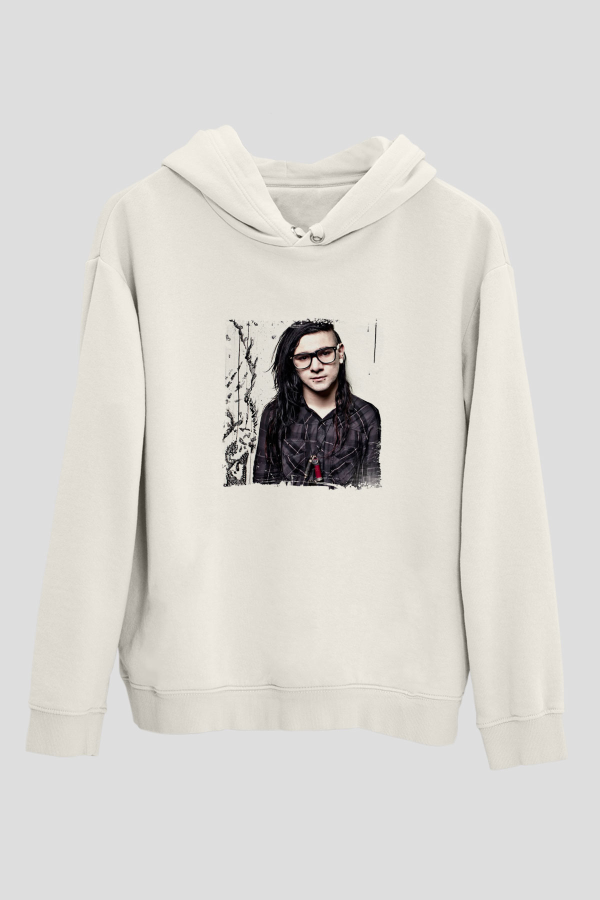 SkrillexBaskılı Beyaz Hoodie