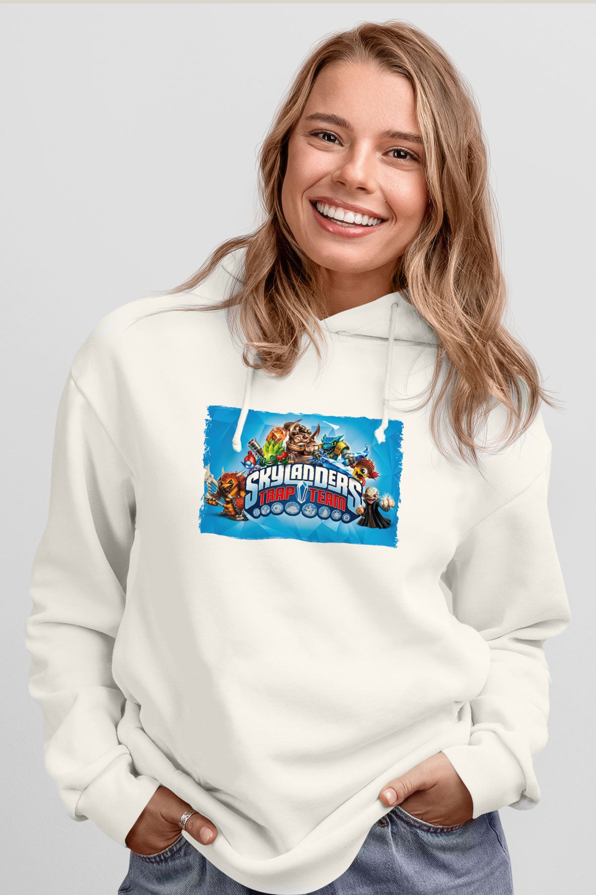 Skylanders Beyaz Unisex Hoodie