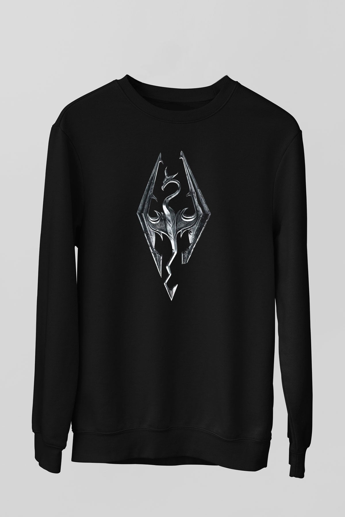 Skyrim Baskılı Unisex Siyah Sweatshirt
