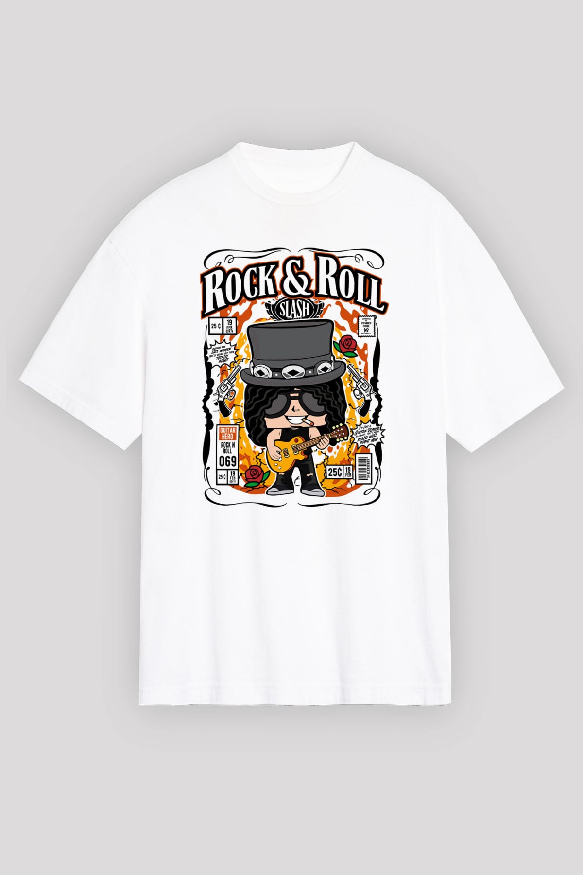 Slash Baskılı Unisex Beyaz Oversize Tişört