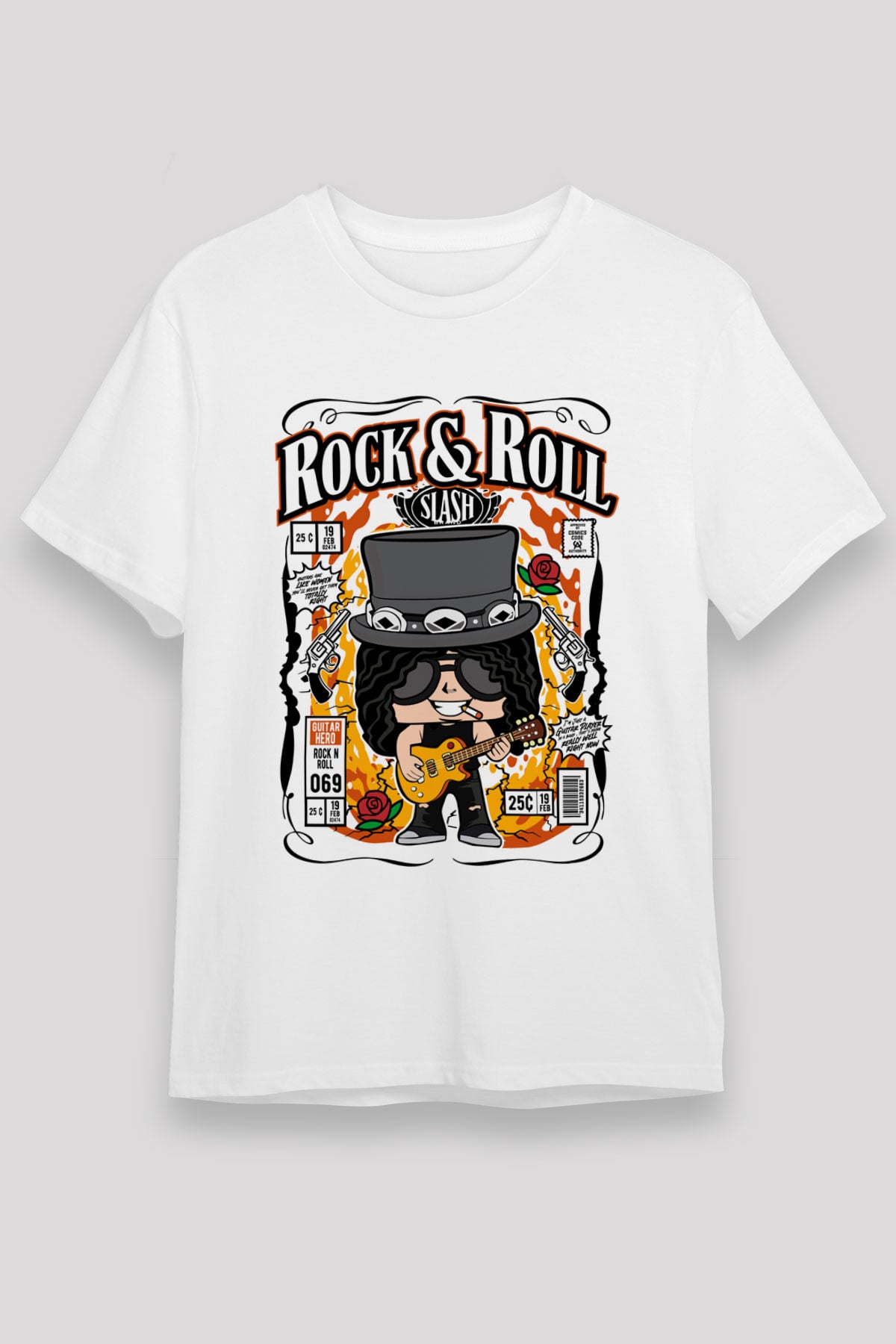 Slash Baskılı Unisex Beyaz Tişört