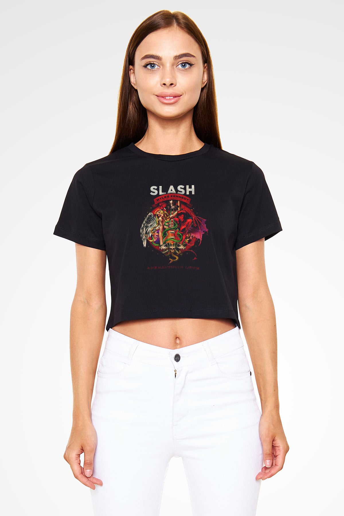 Slash Siyah Crop Top Tişört
