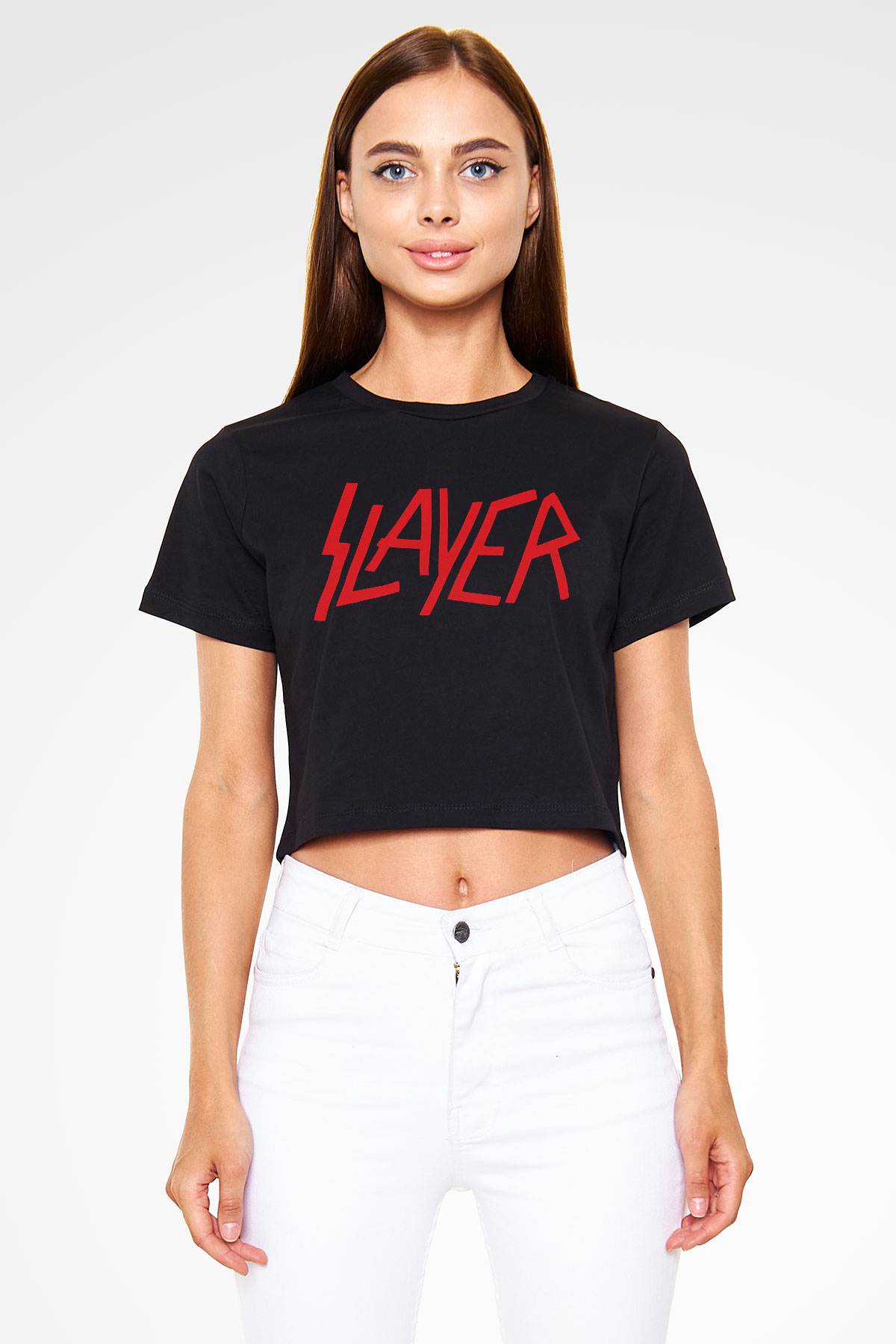 Slayer Siyah Crop Top Tişört