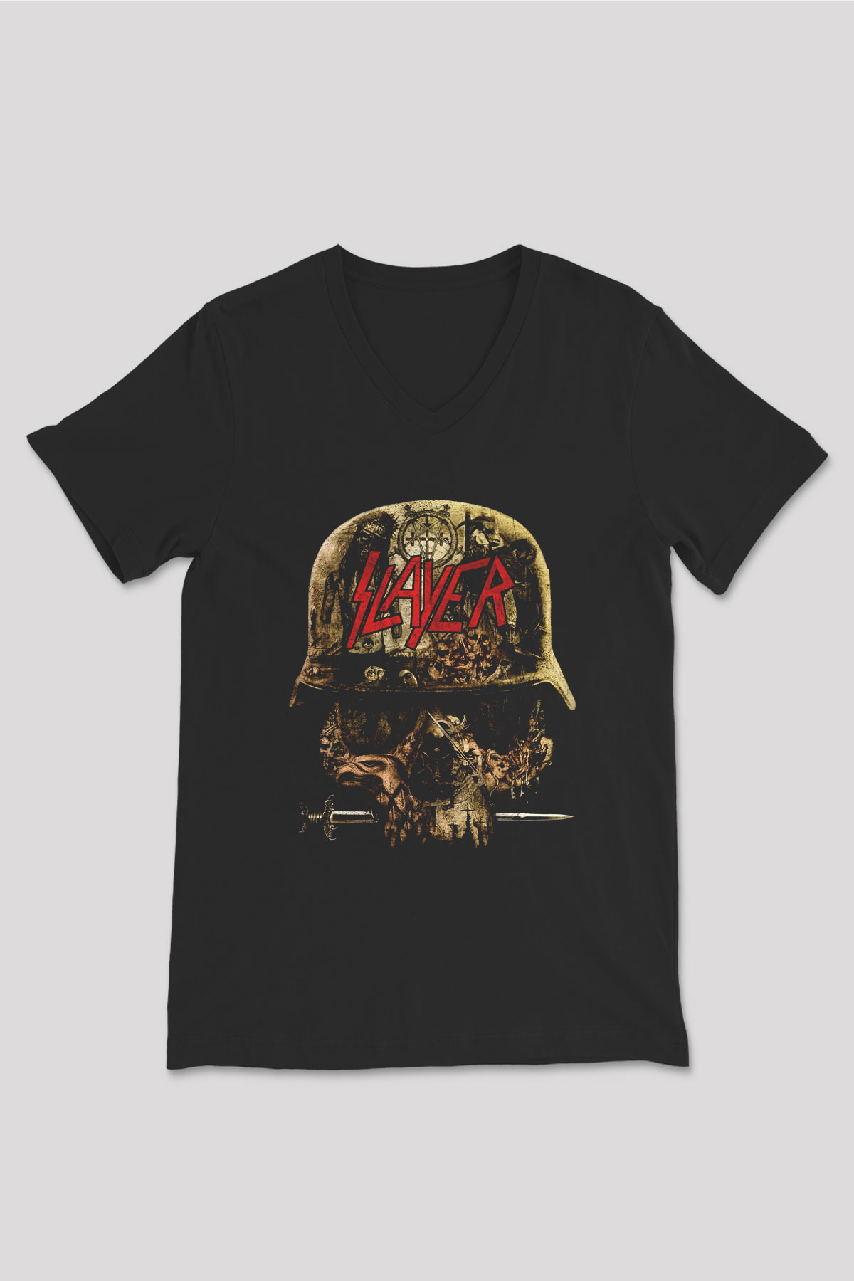 Slayer Siyah Unisex V Yaka Tişört T-Shirt