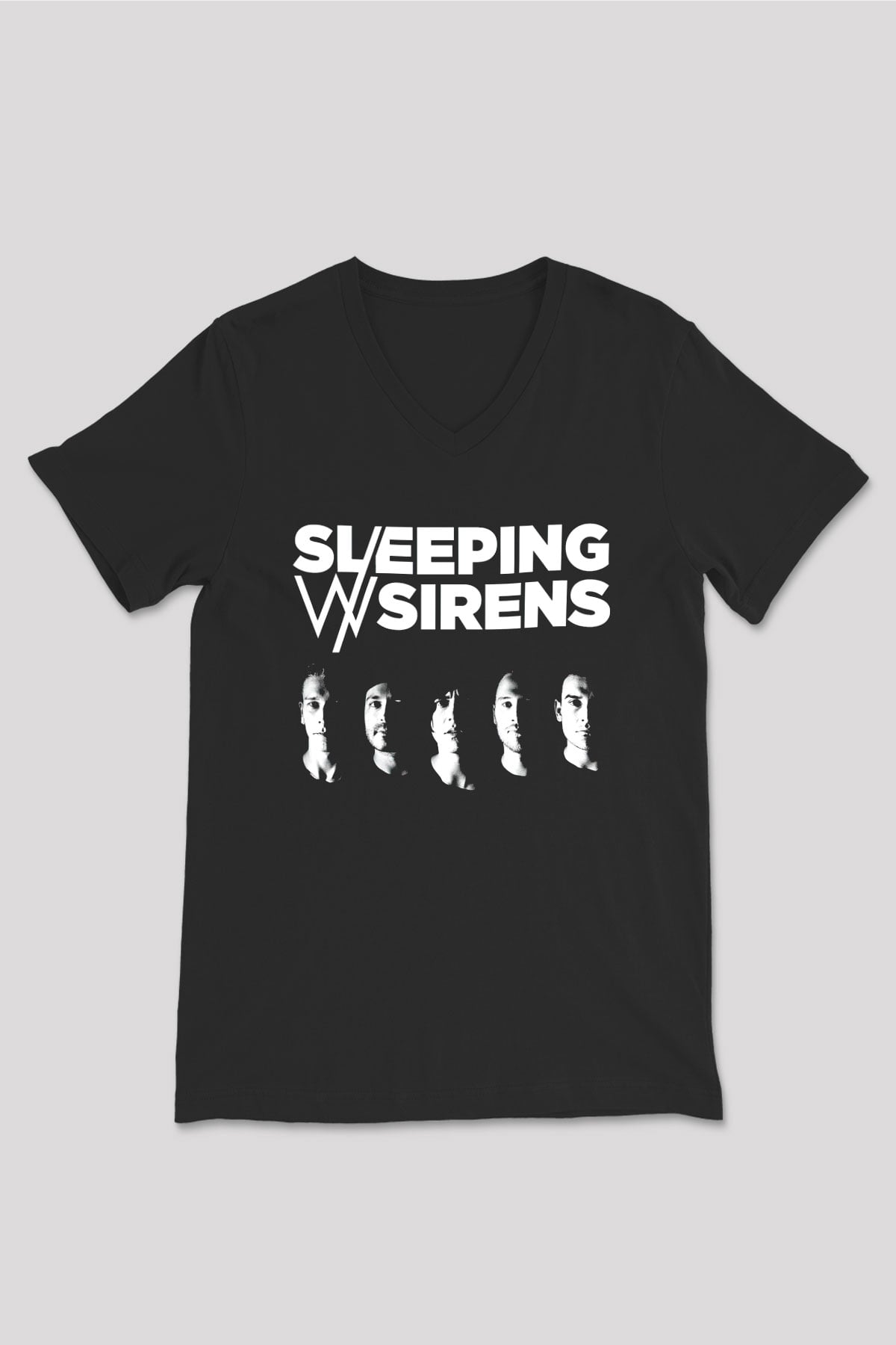 Sleeping with Sirens Siyah Unisex V Yaka Tişört T-Shirt