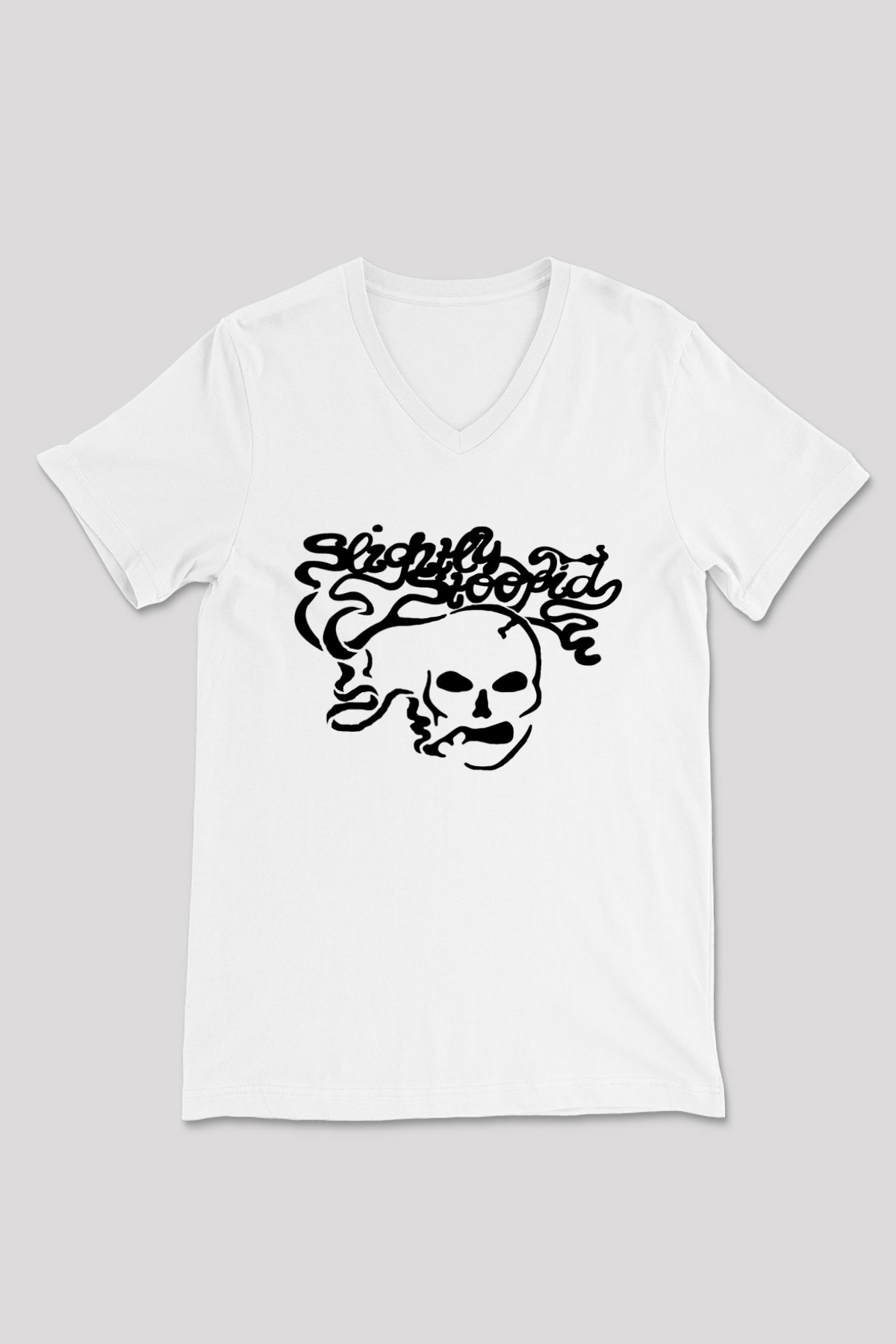 Slightly Stoopid Beyaz Unisex-Fabrikası V Yaka Tişört