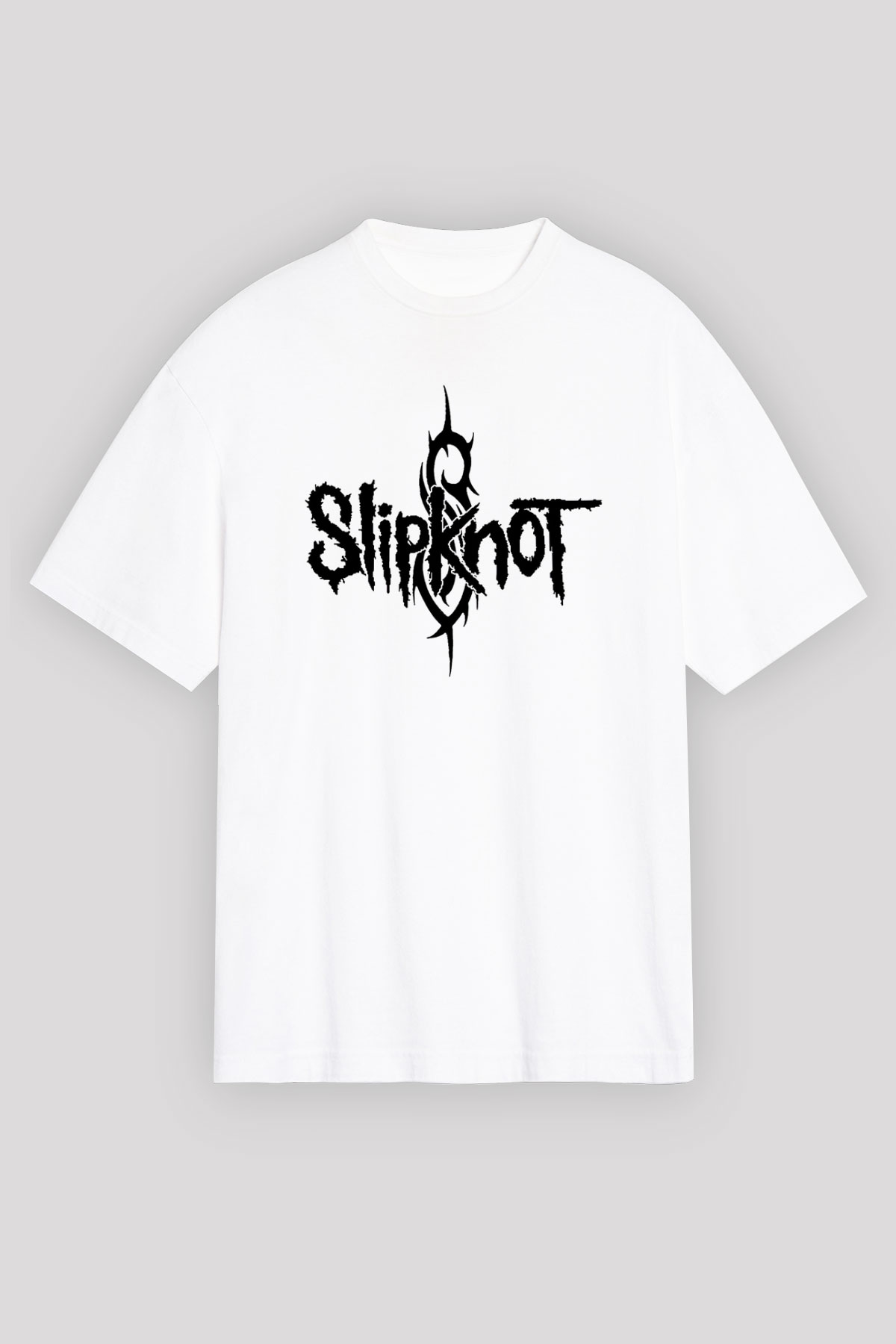Slipknot Beyaz Unisex Oversize Tişört T-Shirt - Oversize Tişört Fabrikası