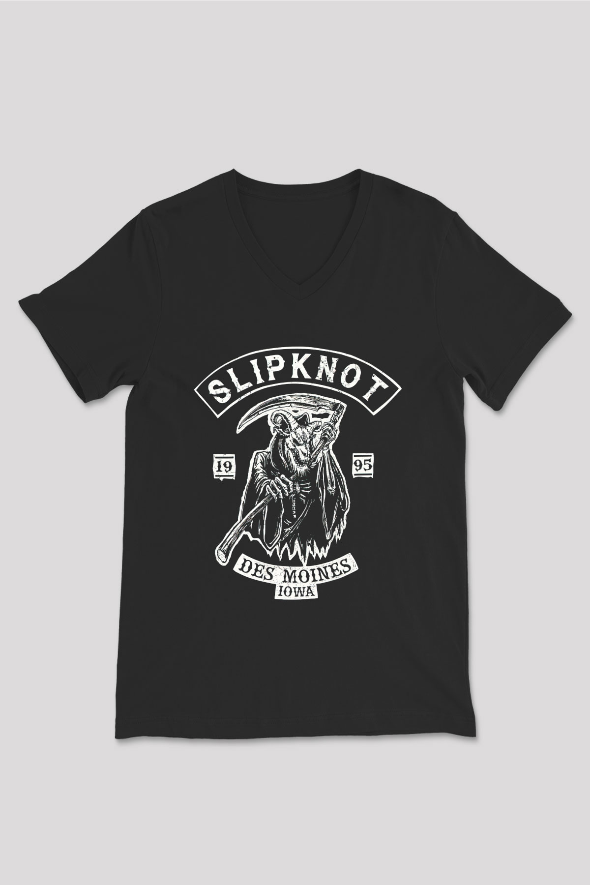 Slipknot Siyah Unisex V Yaka Tişört T-Shirt