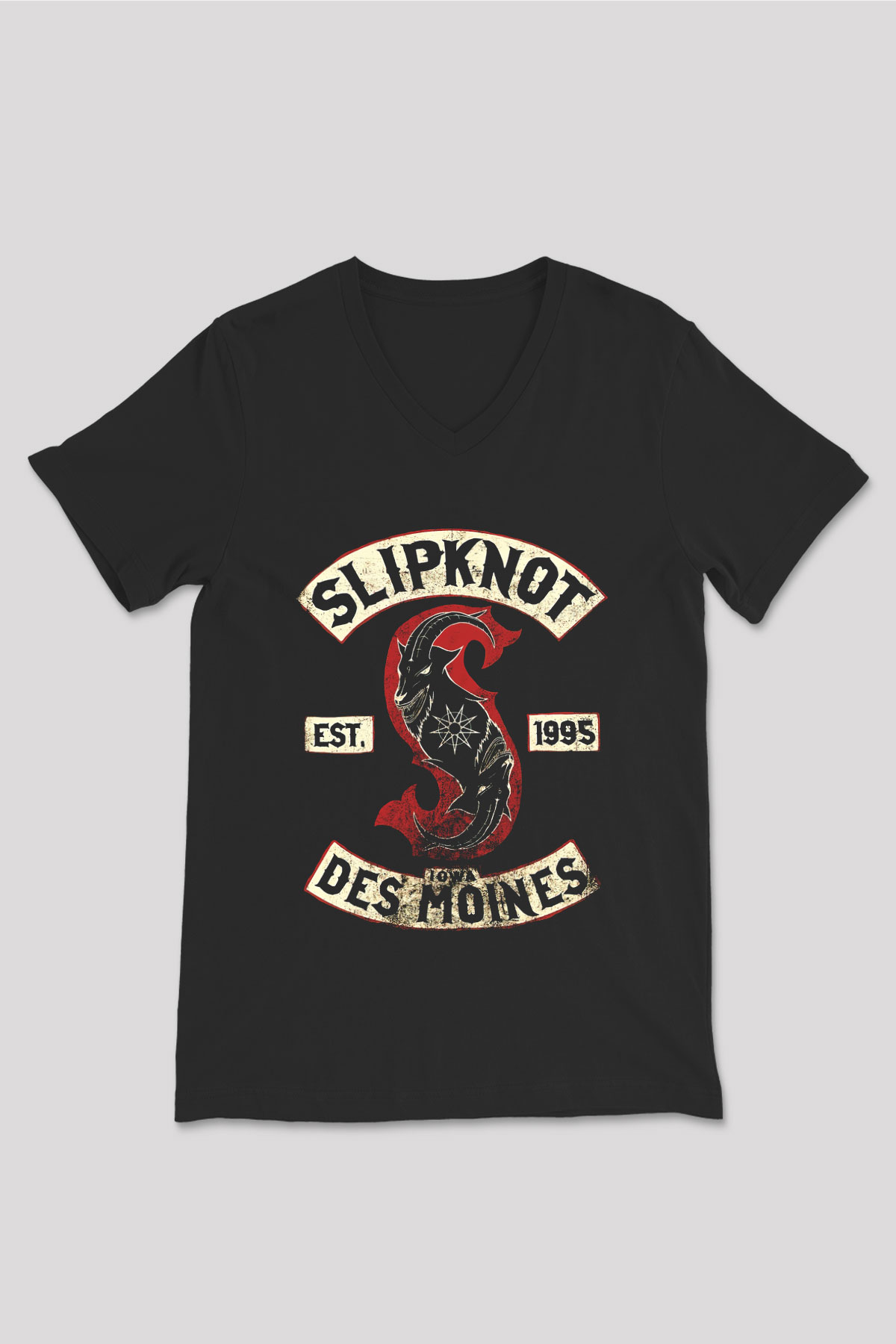 Slipknot Siyah Unisex V Yaka Tişört T-Shirt