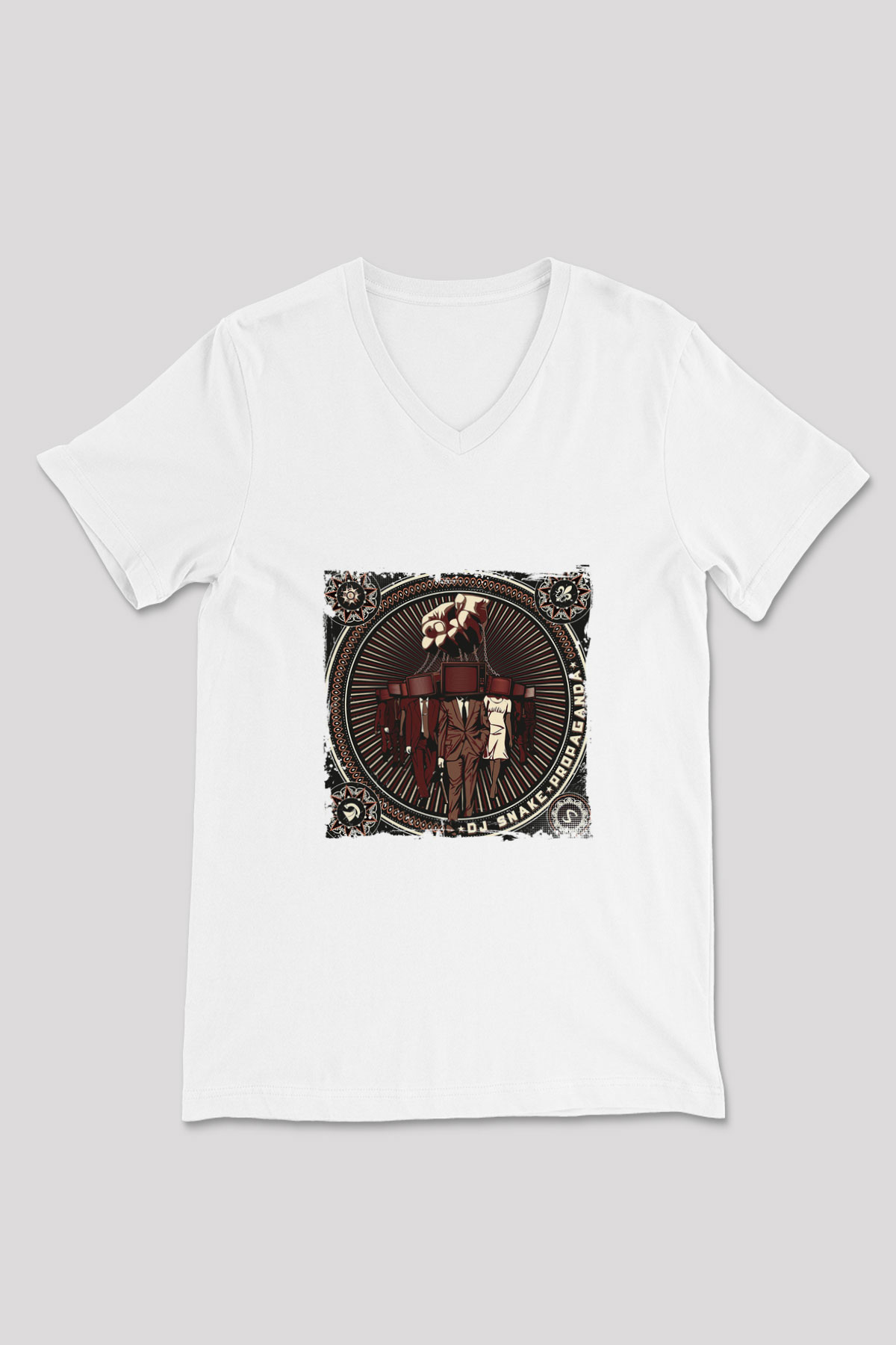 Snake Baskılı Beyaz V Yaka Unisex Tişört