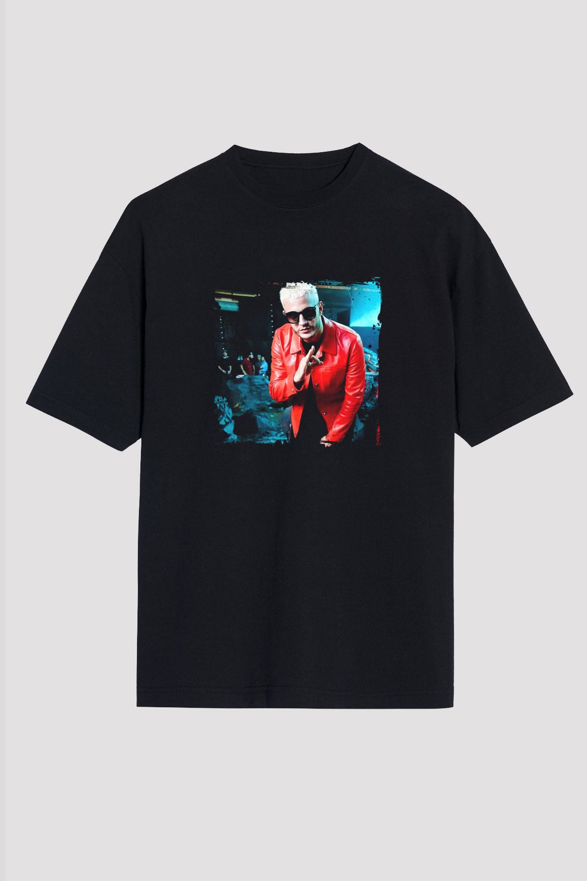 Snake Baskılı Unisex Oversize Siyah Tişört