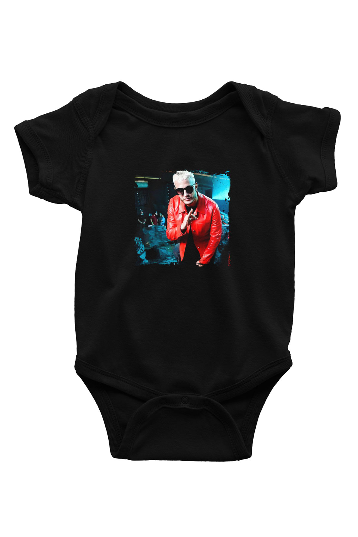 Snake Baskılı Unisex Siyah Bebek Body - Zıbın