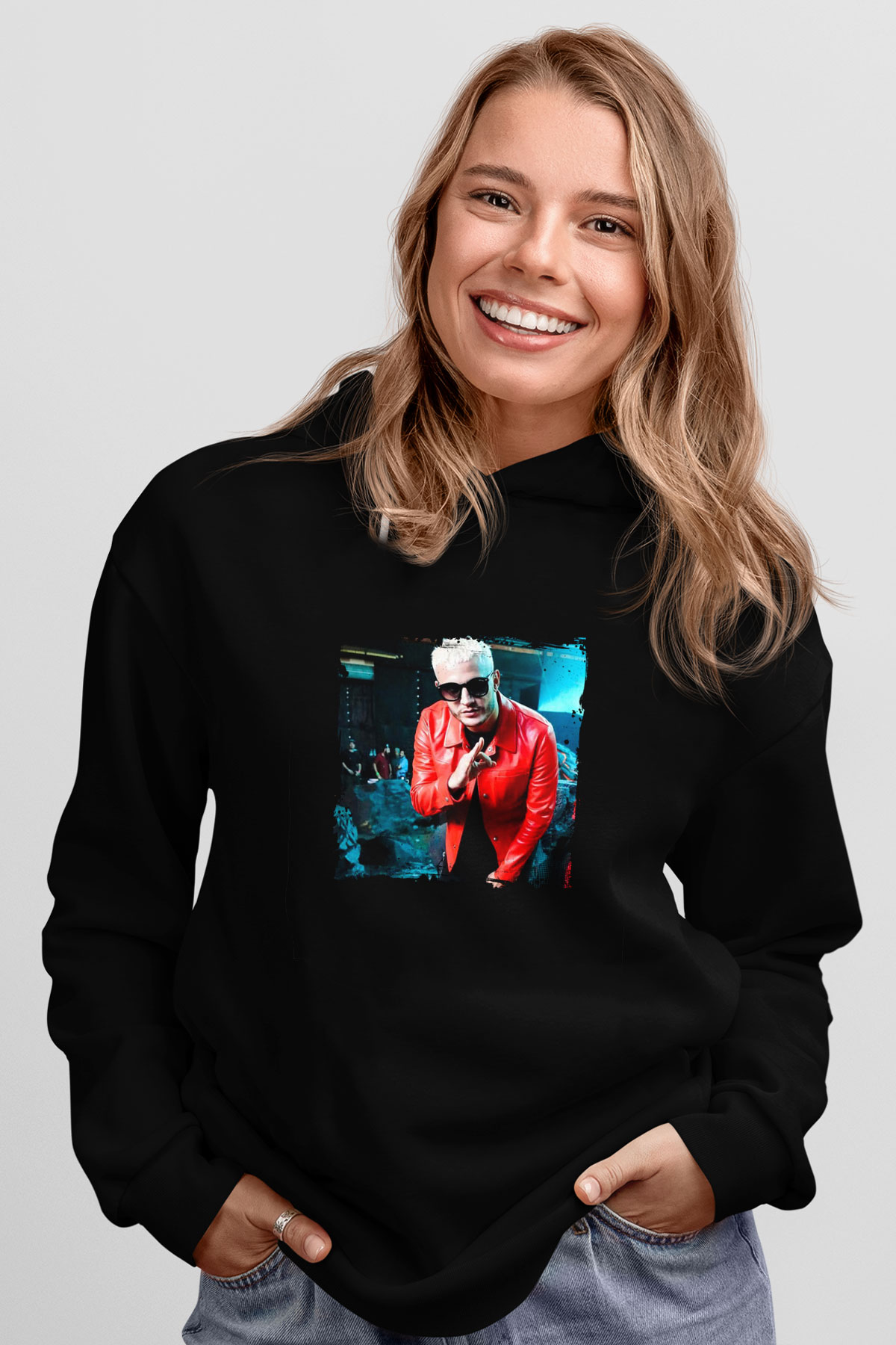 Snake Baskılı Unisex Siyah Hoodie