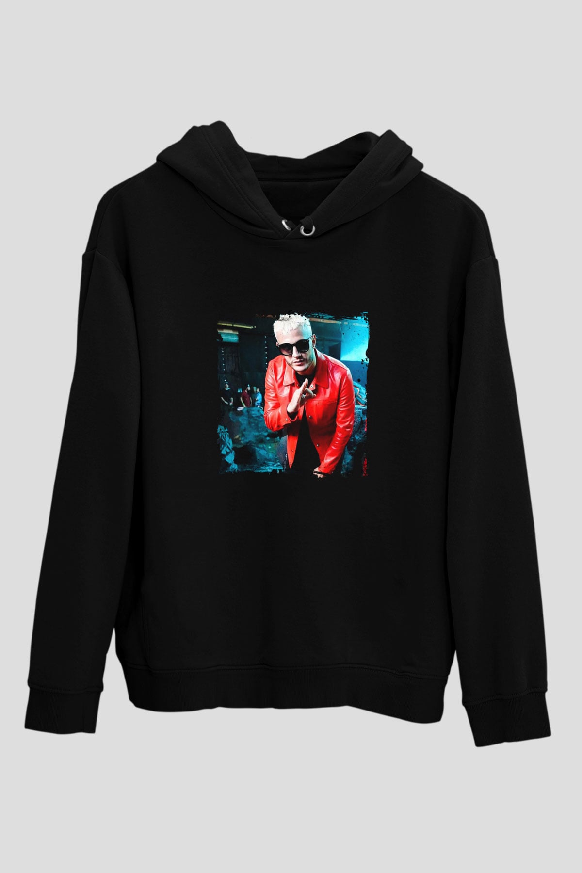 Snake Baskılı Unisex Siyah Hoodie