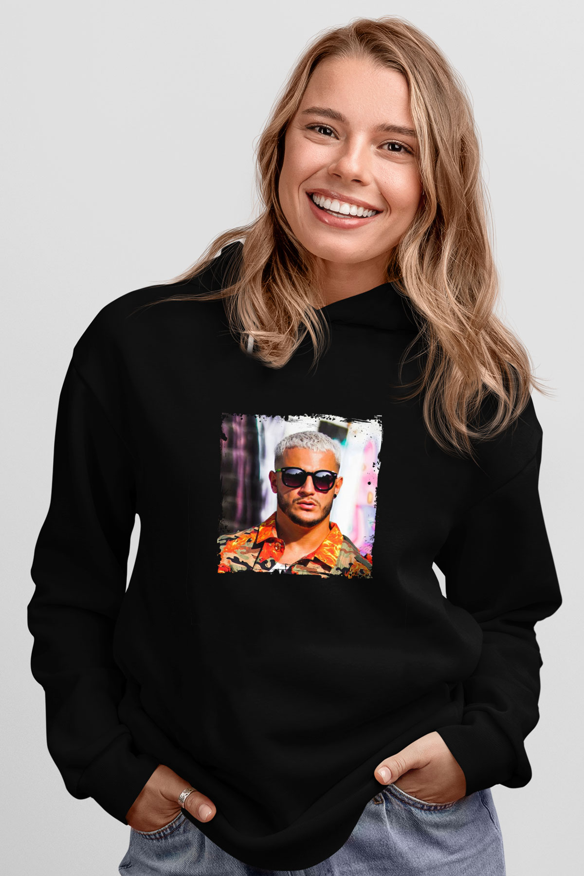 Snake Baskılı Unisex Siyah Hoodie
