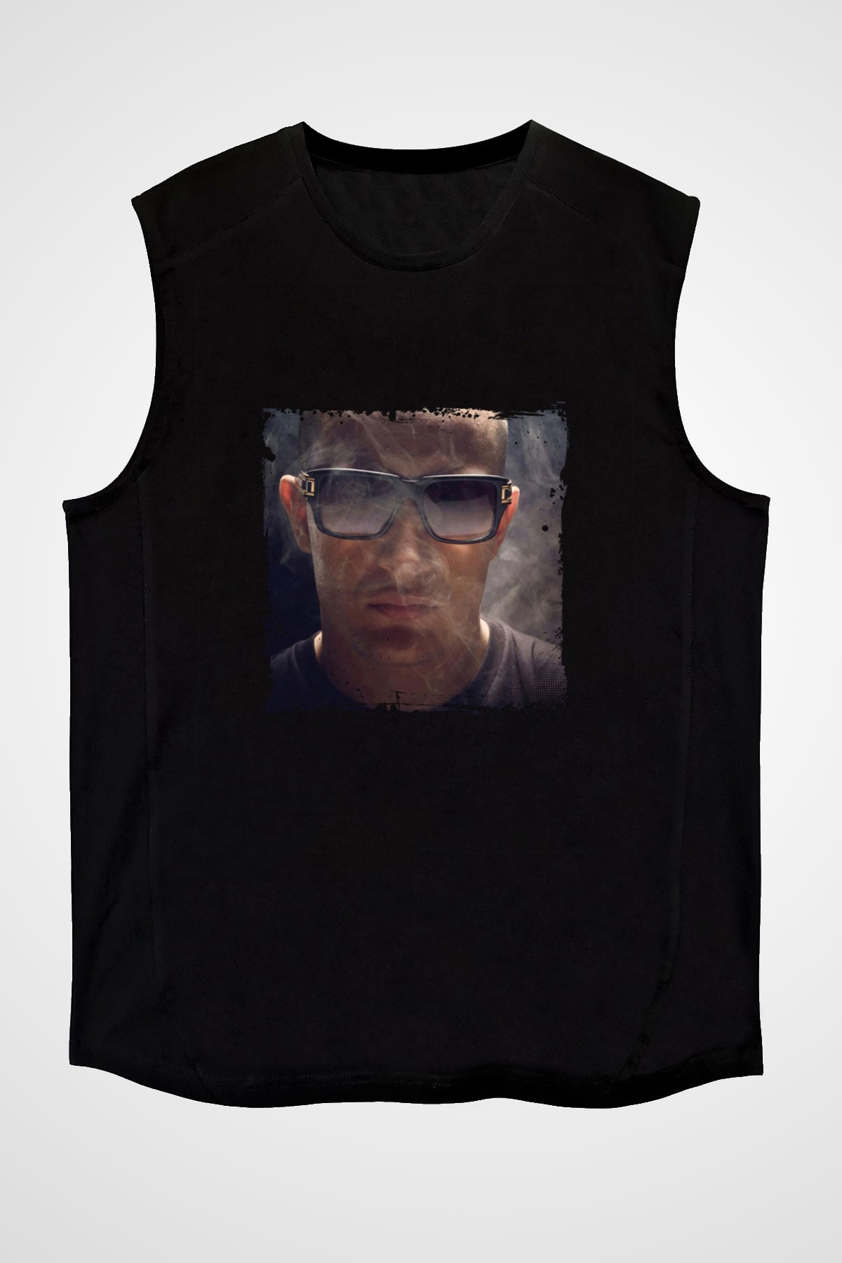 Snake Baskılı Unisex Siyah Kolsuz Tişört